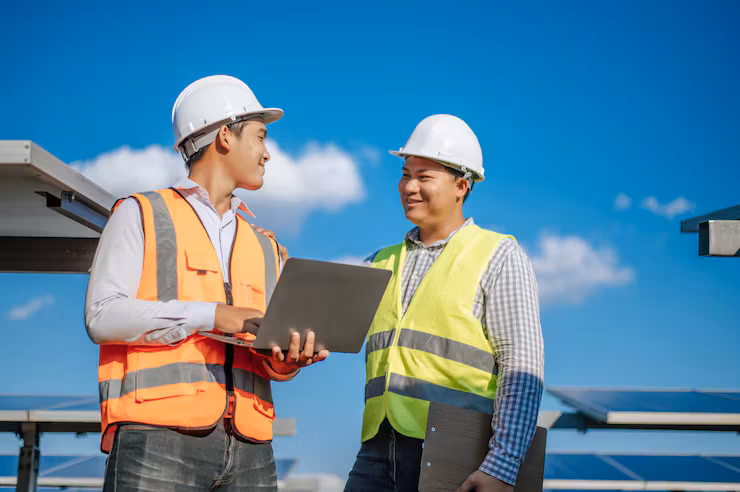Equipo de ingenieros revisando proyecto